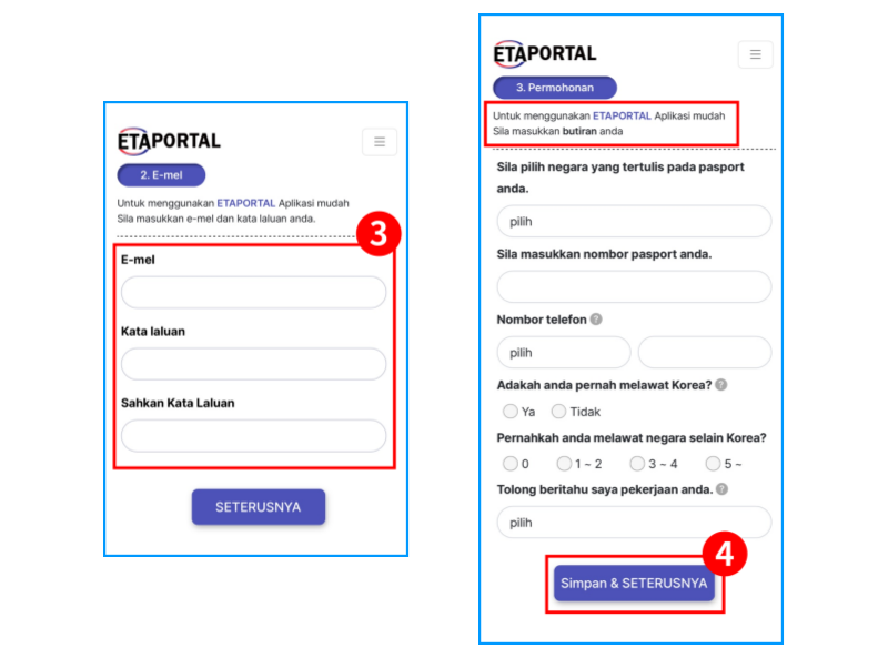 Cara mendaftar K-ETA langkah demi langkah