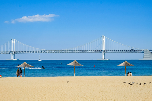 Vue de la plage de Gwangalli à Busan