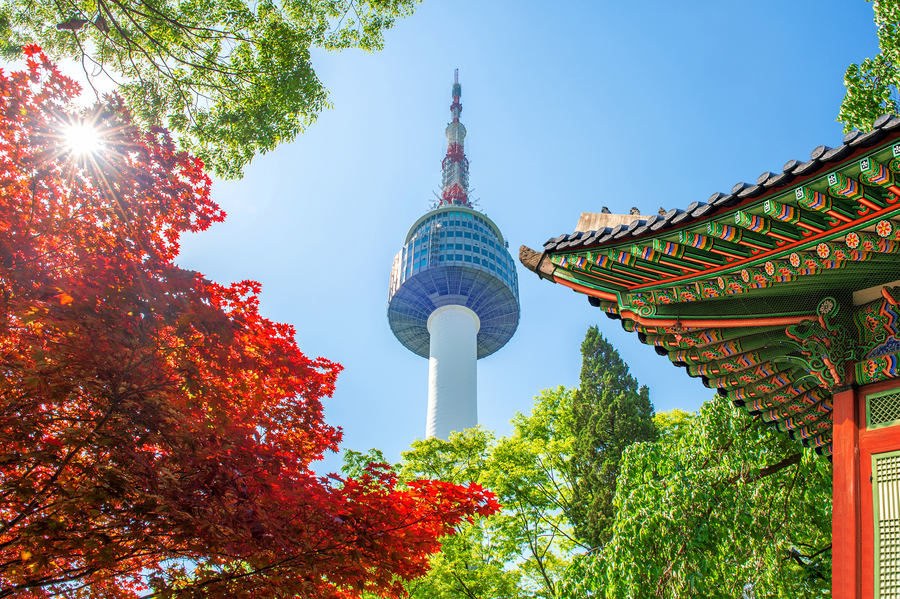 Blick auf das Stadtbild vom Namsan Seoul Tower