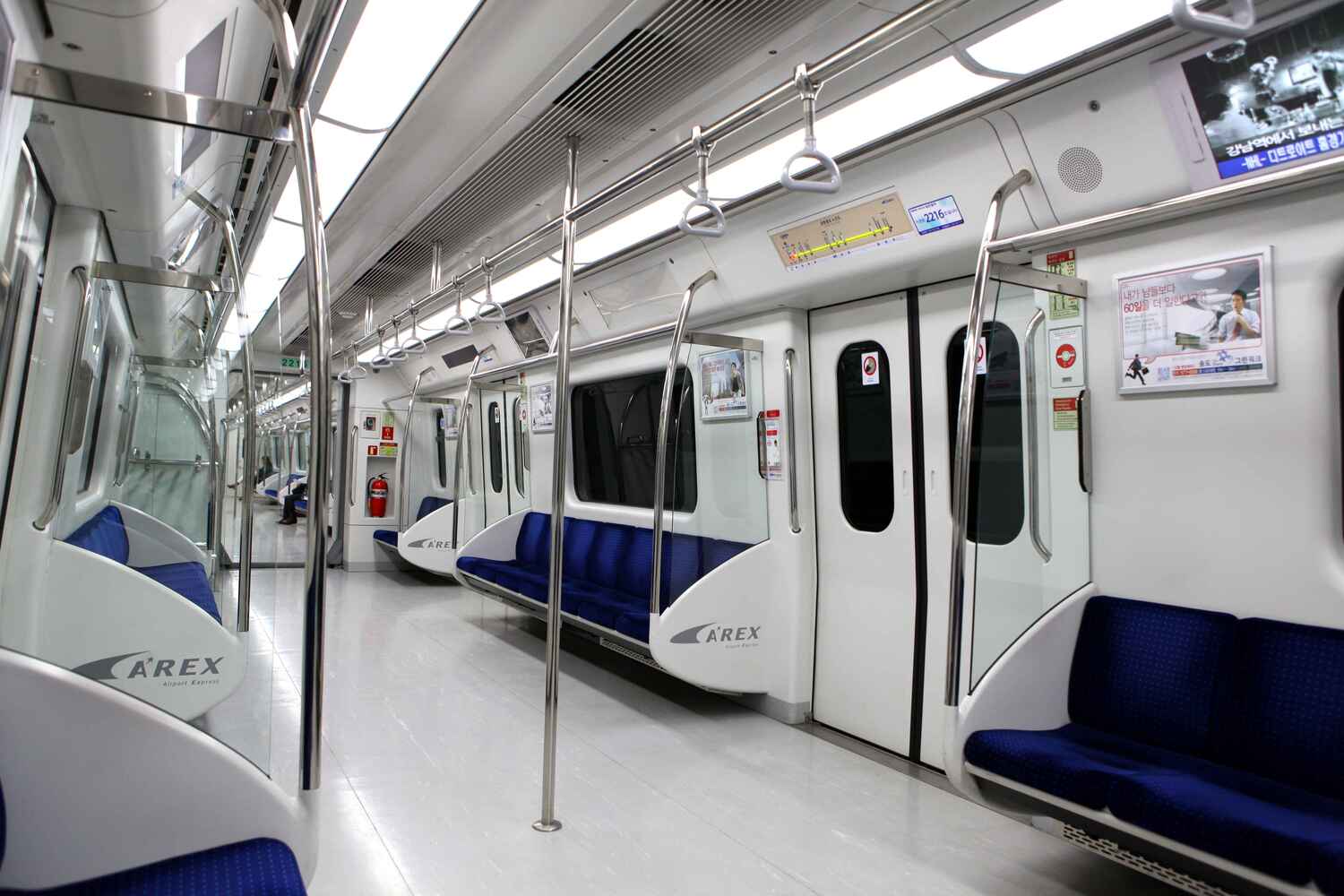 Interior view of a subway train